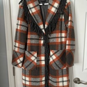 Tribal Fringe trim Plaid coat
